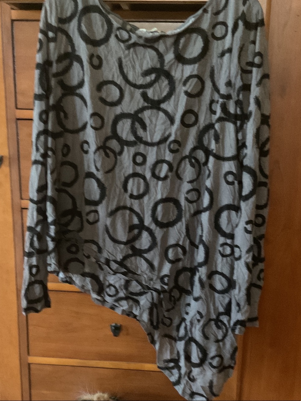 Asymmetrical Gray Circle-Print Skirt